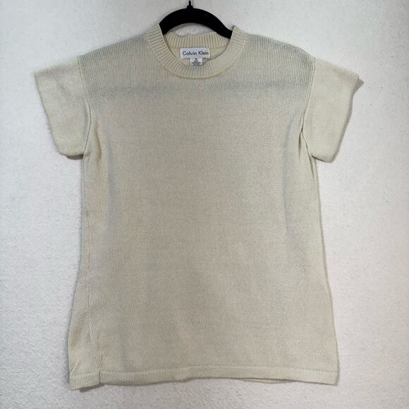 Calvin Klein Sweaters - Calvin Klein VTG Knit Mercerized Cotton Ivory Cream Sweater Blouse Size Medium